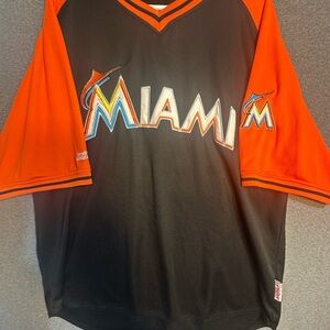 Stitches Black and Orange Miami Jersey